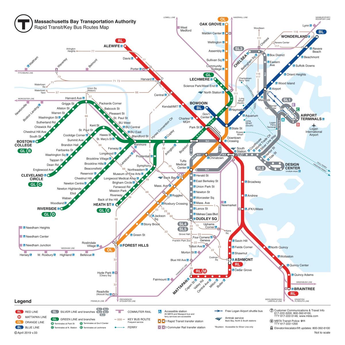 Mappa delle stazioni della metropolitana di Boston