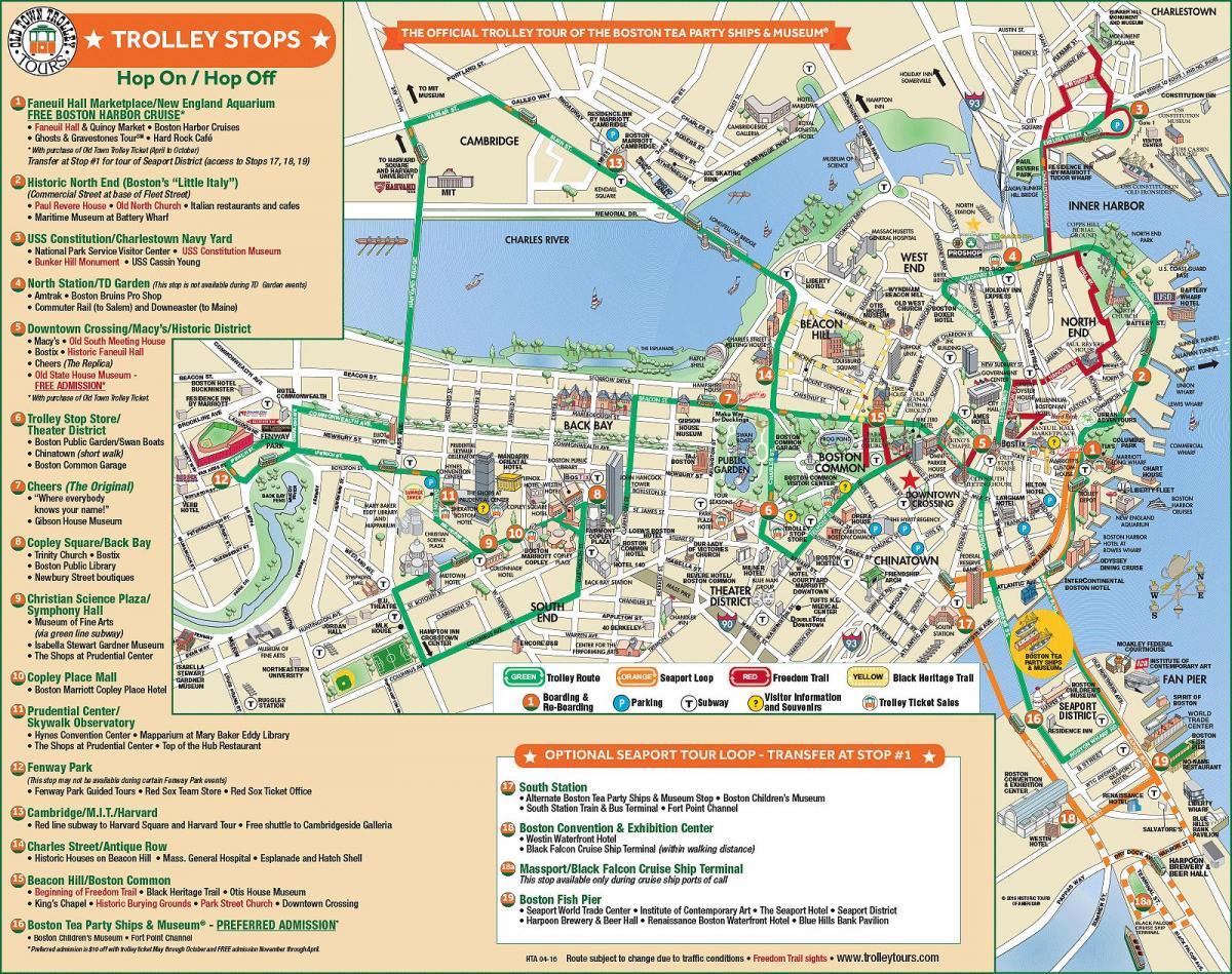 Mappa delle stazioni dei tram di Boston