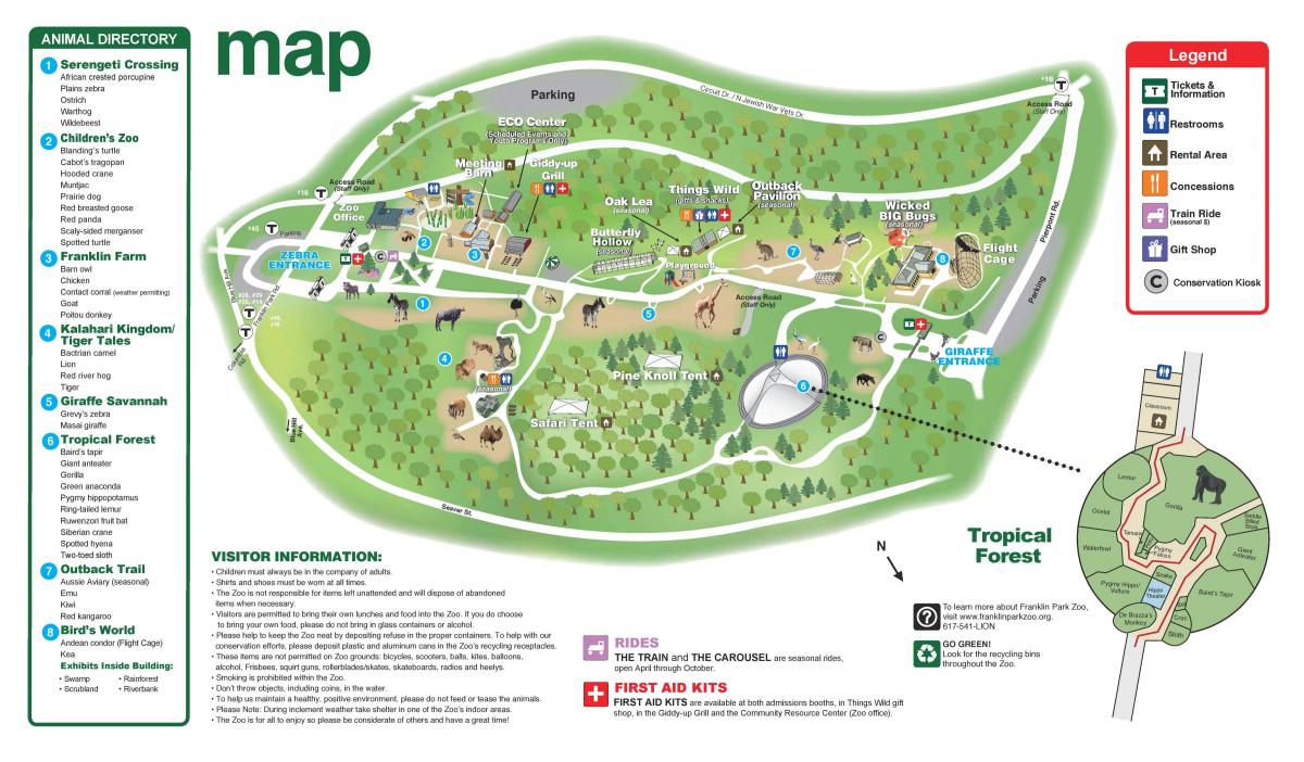 Mappa del parco zoologico di Boston