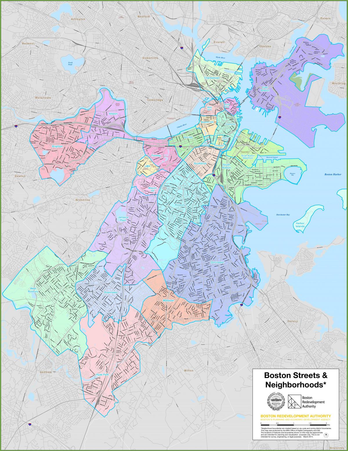 Mappa dei quartieri di Boston