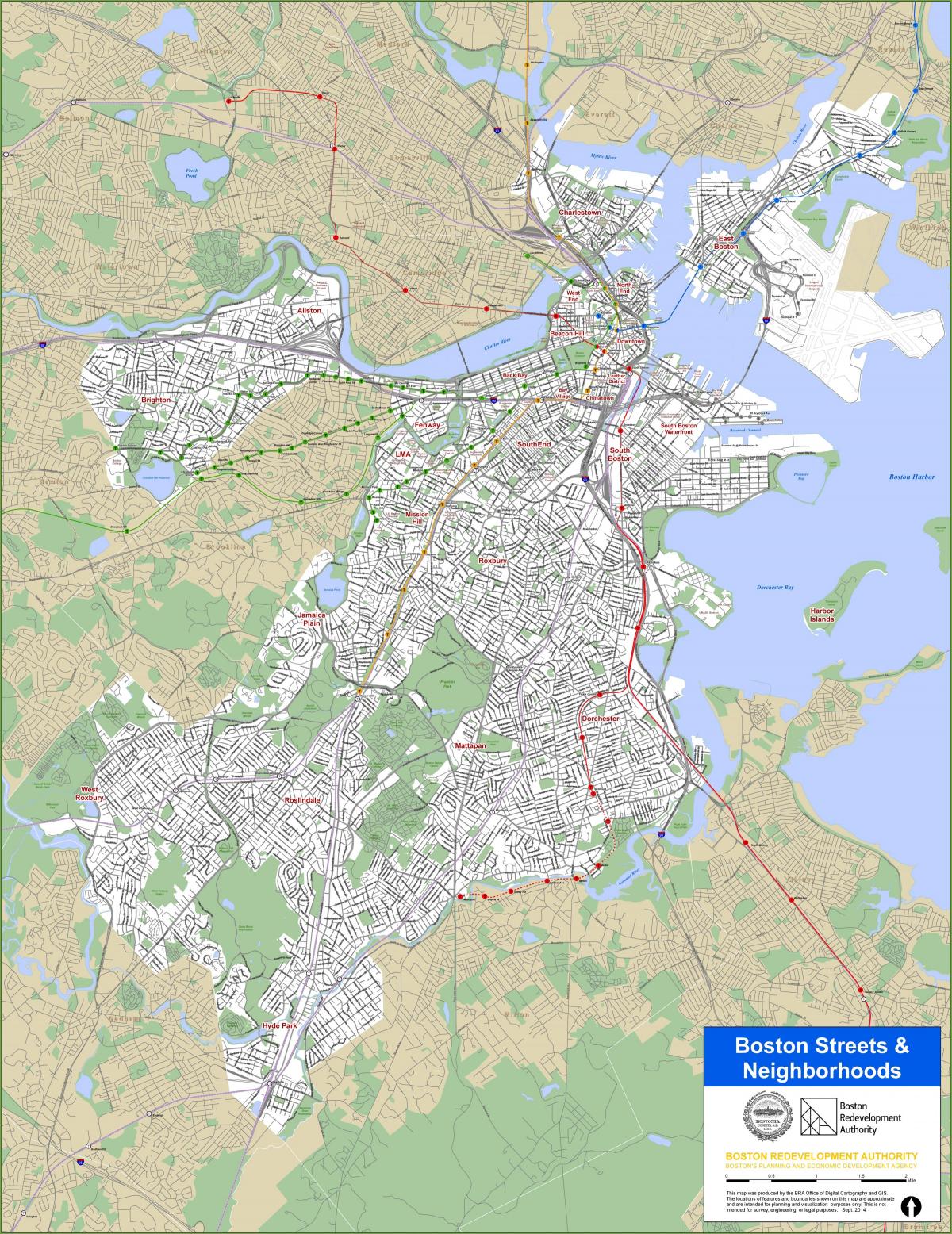 Mappa delle strade di Boston