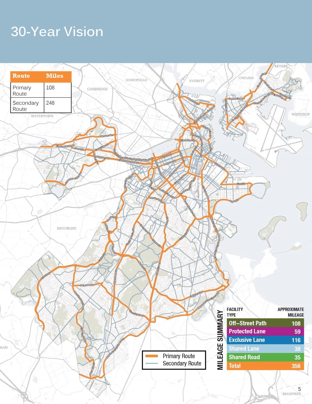 Mappa dei tour a piedi di Boston