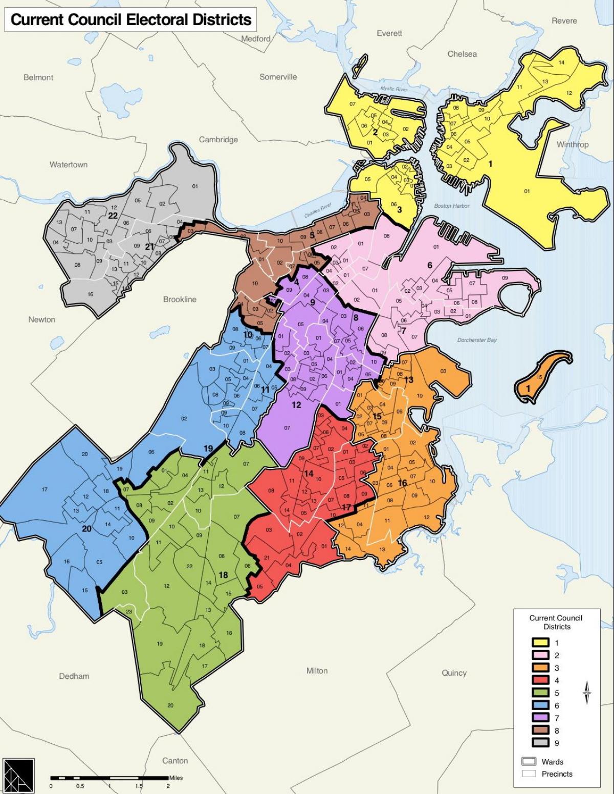 Mappa del distretto di Boston